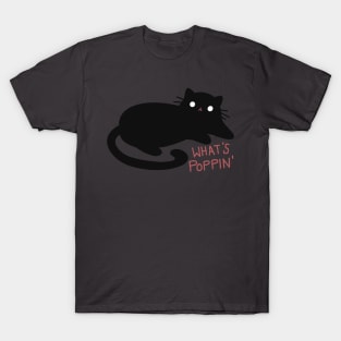 Black Cat “What’s Poppin“ Design | Cat Lover Gifts | Kawaii Handmade Illustration | By Atelier Serakara T-Shirt